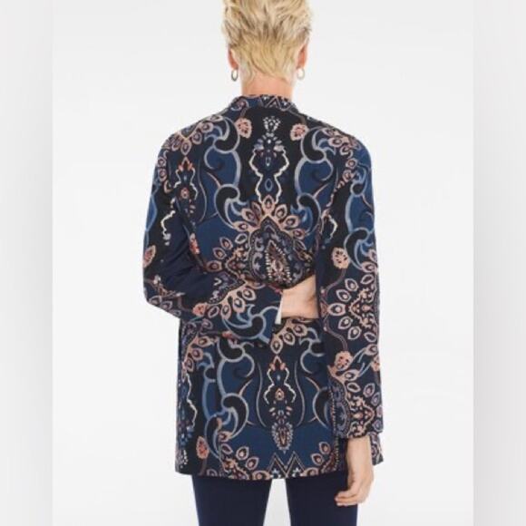 Chico’s Jacquard Jacket Size Small Metallic Thread Embroidered Gold Brocade - Picture 5 of 16